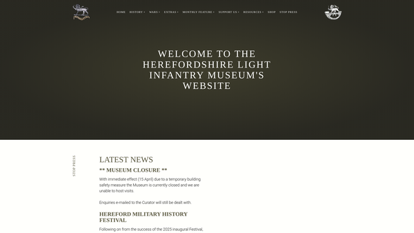 Screenshot of the The Herefordshire Light Infantry Museum Trust website