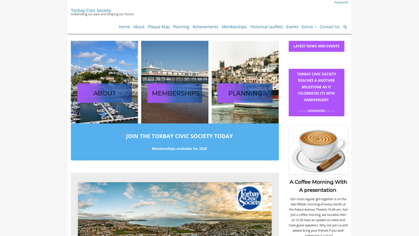 Screenshot of the Torbay Civic Society website