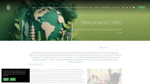 Screenshot of the Commonwealth Human Ecology Council Limited website