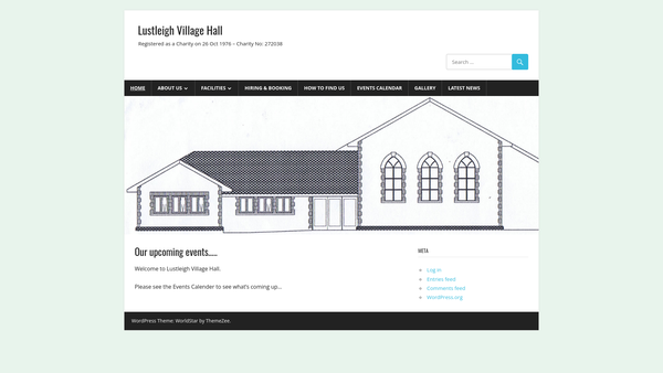 Screenshot of the Lustleigh Village Hall website