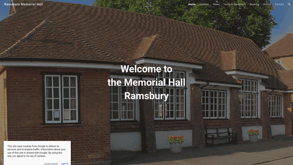 Screenshot of the Ramsbury Memorial Hall website