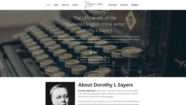 Screenshot of the The Dorothy L Sayers Society website