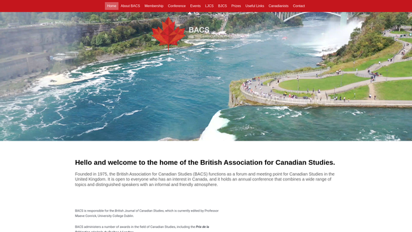 Screenshot of the British Association Of Canadian Studies website