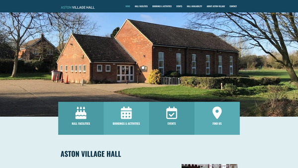 Screenshot of the Aston Village Society Village Hall Committee website