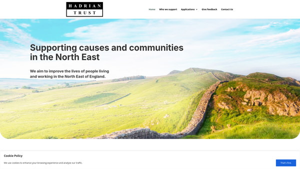 Screenshot of the The Hadrian Trust website