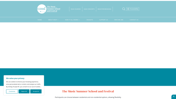 Screenshot of the The Summer School Foundation website