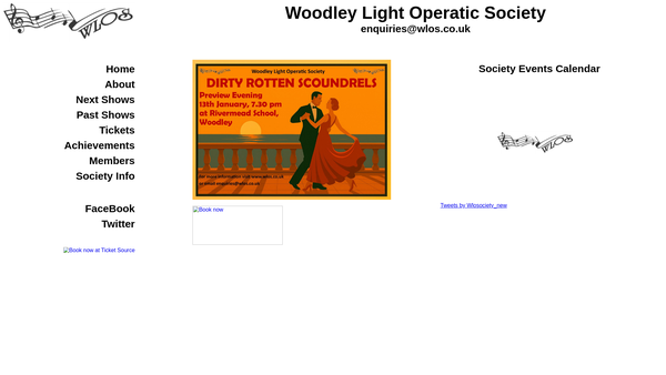 Screenshot of the Woodley Light Operatic Society website