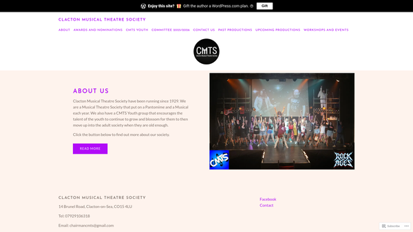 Screenshot of the Clacton Musical Theatre Society website