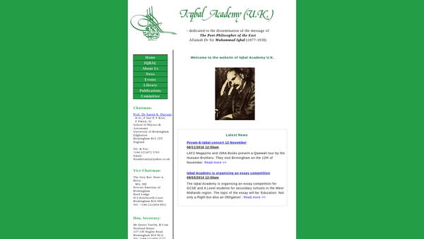 Screenshot of the Iqbal Academy (UK) website