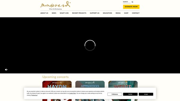 Screenshot of the The Monteverdi Choir And Orchestras Limited website