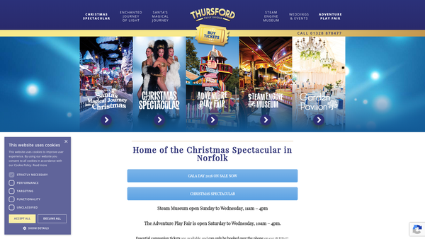 Screenshot of the The Thursford Collection website