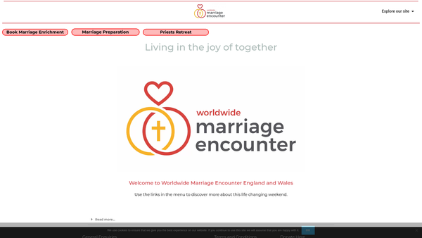 Screenshot of the Worldwide Marriage Encounter England And Wales website