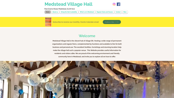Screenshot of the The Medstead Village Hall website