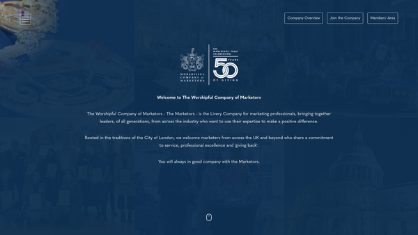 Screenshot of the The Marketors Trust website