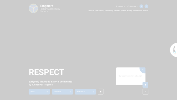 Screenshot of the Tangmere School PTA website