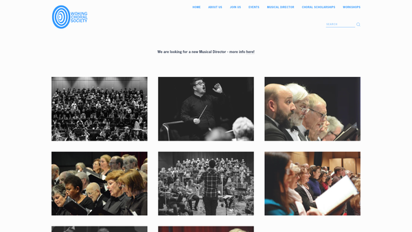Screenshot of the Woking Choral Society website