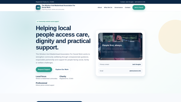 Screenshot of the The Windsor And Maidenhead Association For Social Work website