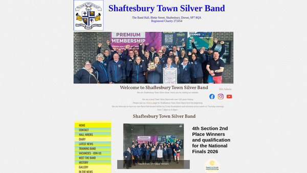 Screenshot of the The Shaftesbury Town Silver Band website