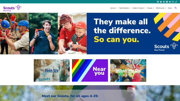 Screenshot of the 1st Lyndhurst Scout Group website