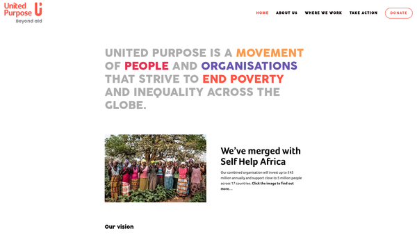 Screenshot of the United Purpose website