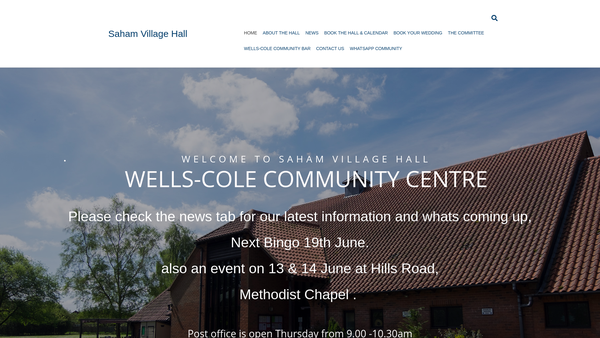 Screenshot of the Saham Toney Village Hall website
