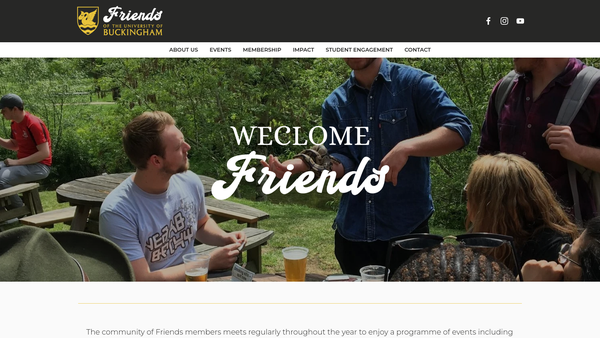 Screenshot of the The Friends Of The University Of Buckingham website