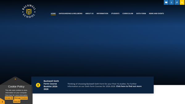 Screenshot of the Backwell School Association website