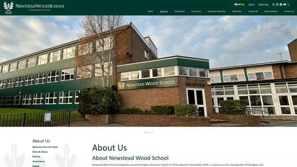 Screenshot of the The Newstead Wood Parents' Association website