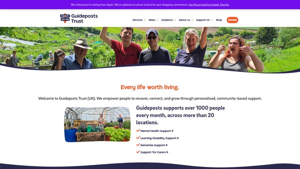 Screenshot of the Guideposts Trust Limited website
