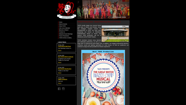 Screenshot of the Yeovil Amateur Operatic Society website