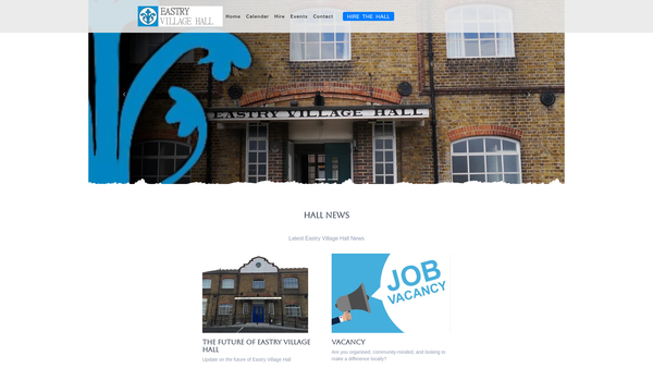 Screenshot of the Eastry Village Hall website