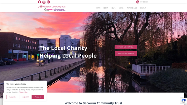 Screenshot of the Dacorum Community Trust website