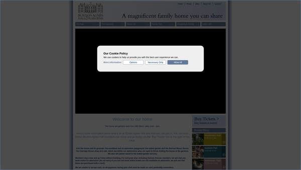 Screenshot of the Burton Agnes Hall Preservation Trust Limited website