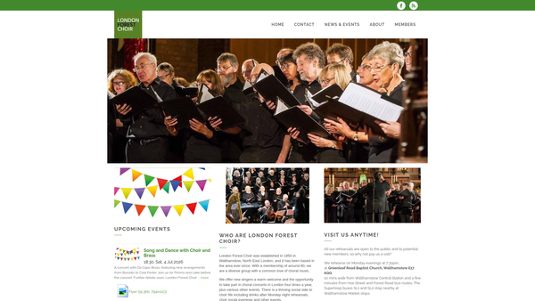 Screenshot of the The London Forest Choir website