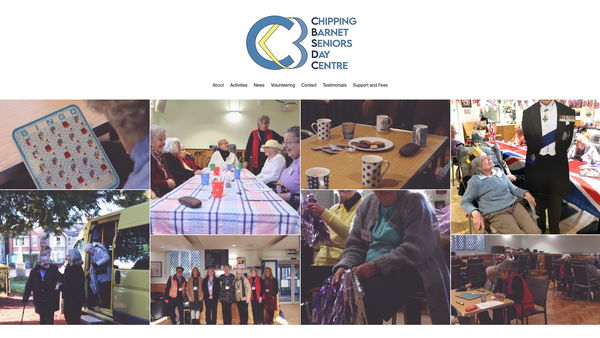 Screenshot of the Chipping Barnet Seniors Day Centre website
