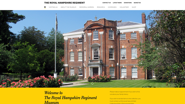 Screenshot of the The Royal Hampshire Regiment Museum website