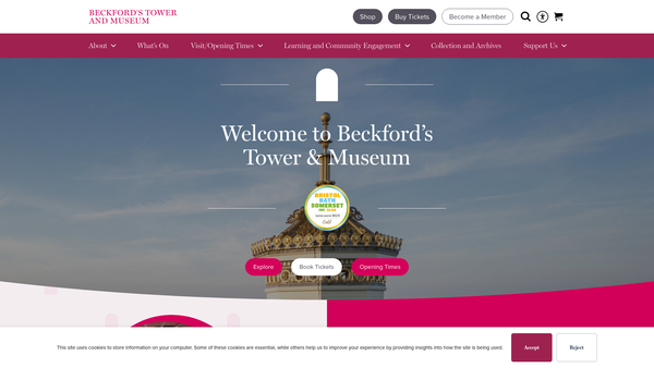 Screenshot of the The Beckford Tower Trust website