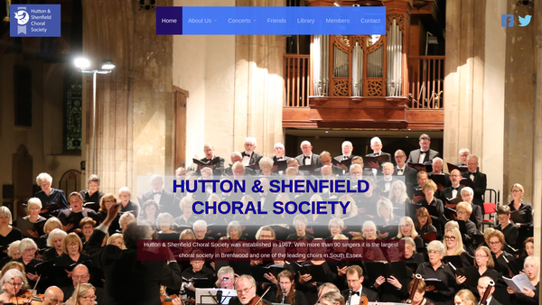Screenshot of the Hutton And Shenfield Choral Society website