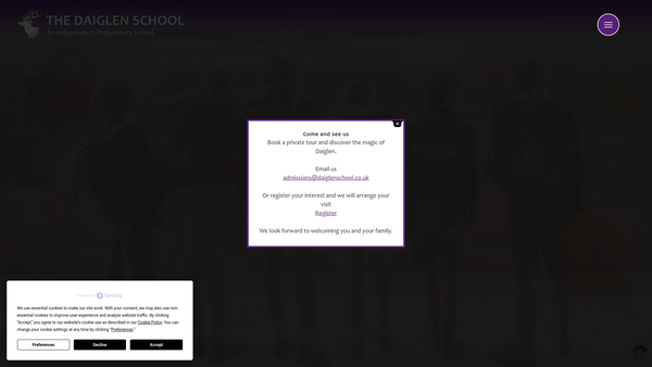 Screenshot of the The Daiglen School Trust Limited website