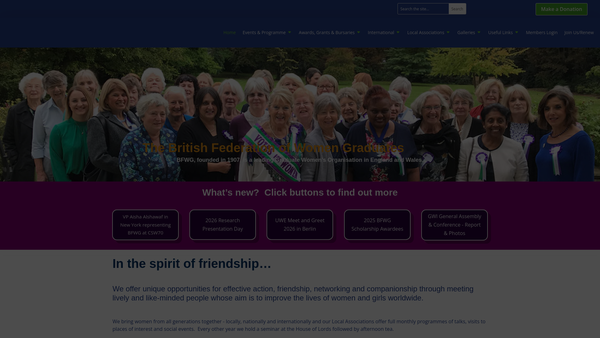 Screenshot of the Charities Administered By The British Federation Of Women Graduates website