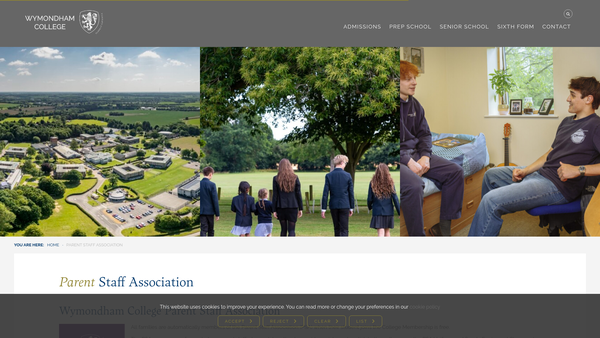 Screenshot of the The Wymondham College Parent-Staff Association website