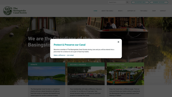 Screenshot of the The Basingstoke Canal Society website