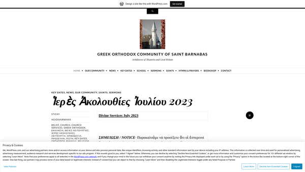 Screenshot of the St Barnabas Greek Orthodox Community Fund website