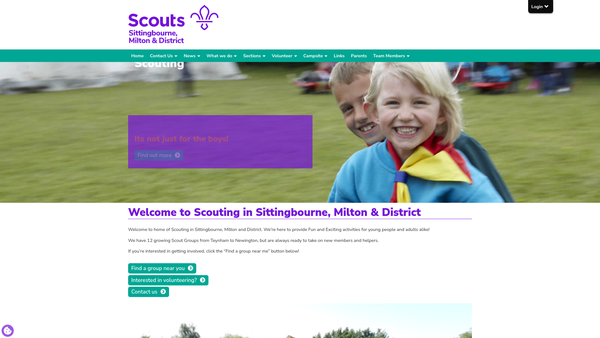 Screenshot of the Sittingbourne, Milton And District Scout Council website