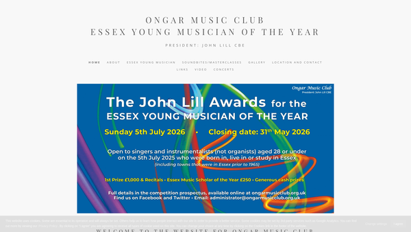 Screenshot of the Ongar Music Club website