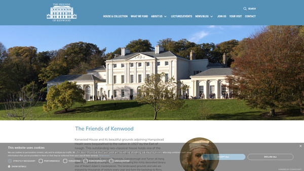 Screenshot of the The Friends Of The Iveagh Bequest, Kenwood website