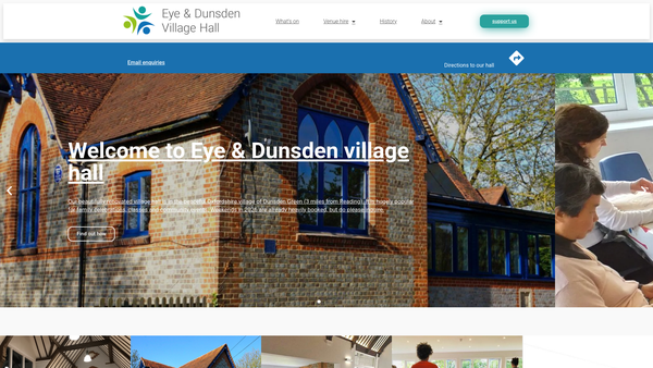 Screenshot of the Eye And Dunsden Village Hall website