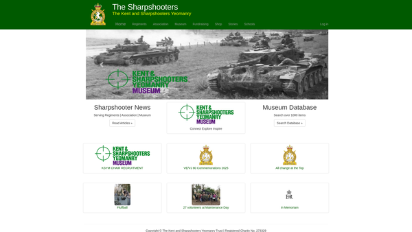 Screenshot of the The Kent And Sharpshooters Yeomanry Regimental Museum Trust website