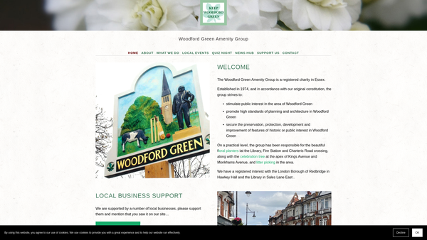 Screenshot of the The Woodford Green Amenity Group website