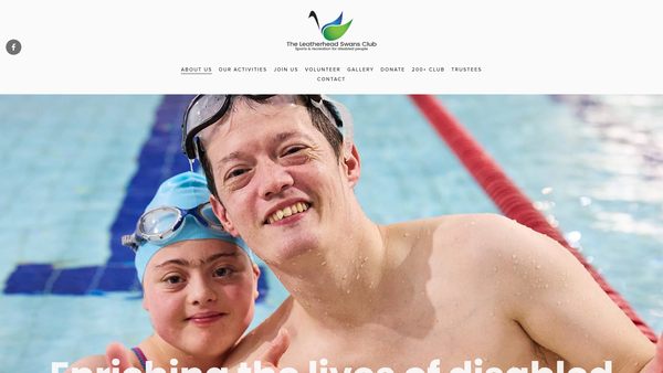 Screenshot of the The Leatherhead Swans Club website